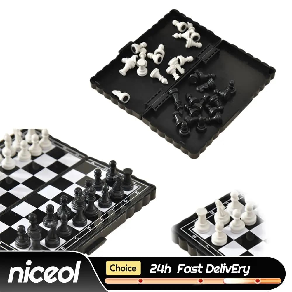 Portable Mini Magnetic Chess Set Reusable Folding Chessboard Board Game Educational Board Game for Party Family Activities