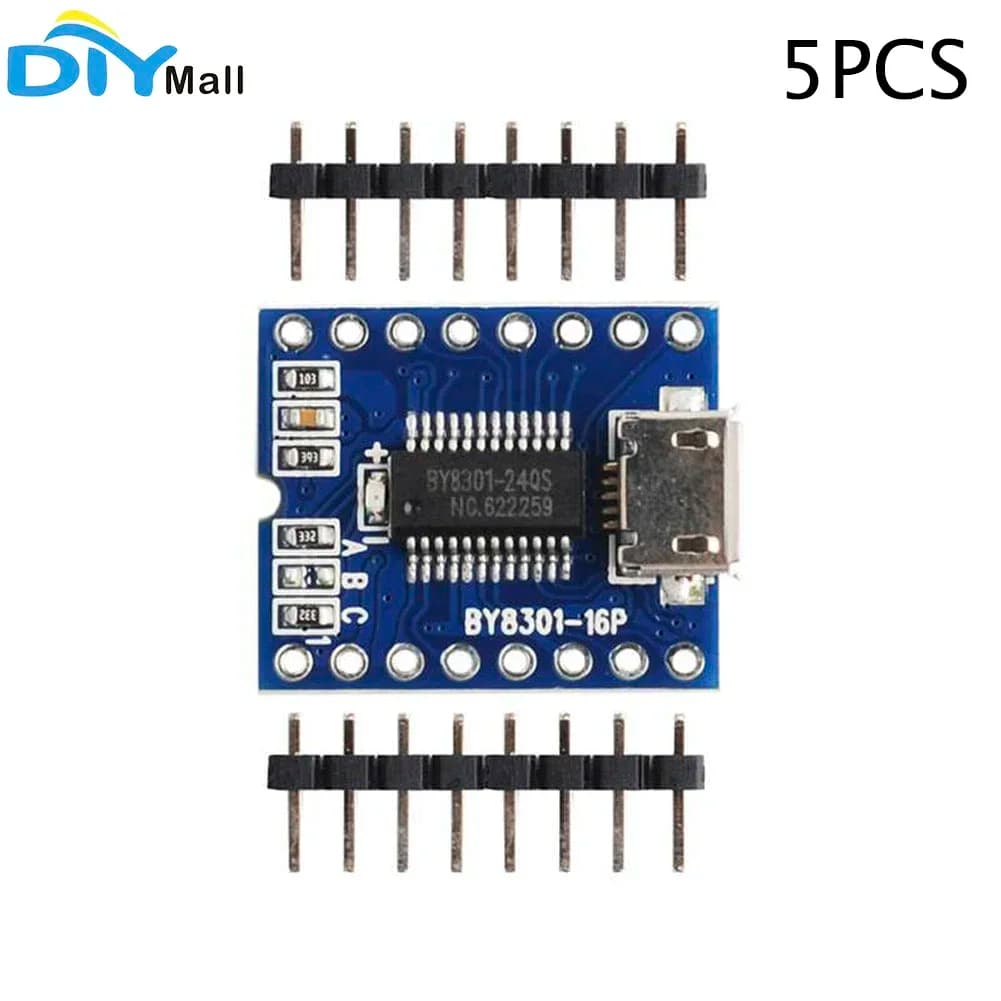 5PCS BY8301-16P SSOP2 Modulo Flash SPI Audio Seriale con Amplificatore da 3W Micro USB per Strumenti Elettronici e Personalizzazione
