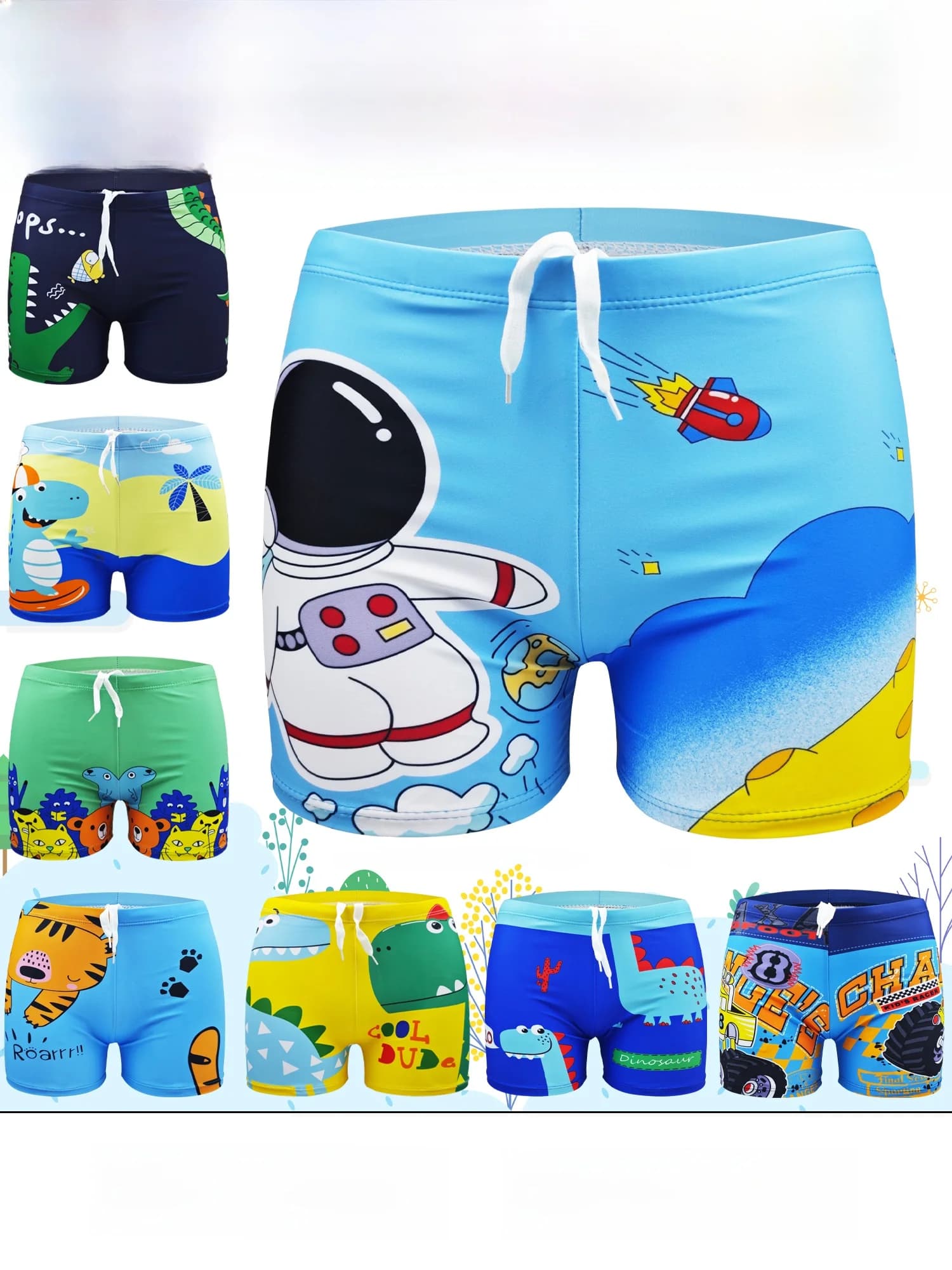 Fast drying Ansaak children's swimsuit, professional set for swimming pool and thermal springs, with flat angle swimming hat and children's cartoon pattern
