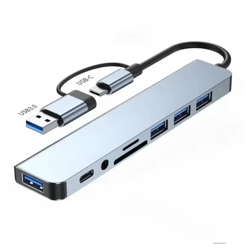 8 IN 1 USB C HUB Tipo C Splitter Espansore Adattatore multiporta Dock USB 3 porte per Xiaomi Phone Tablet Trasferimento dati veloce Ricarica
