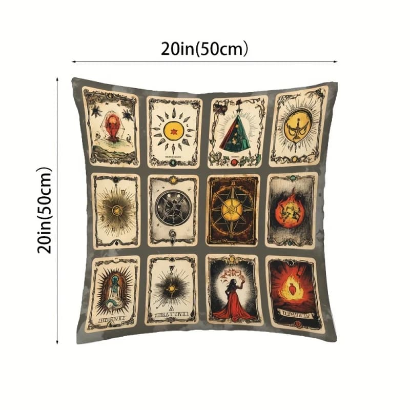VIKAMA Federa per cuscino vintage con stampa Tarot, misteriosa federa con stampa integrale per soggiorno, camera da letto, ufficio domestico