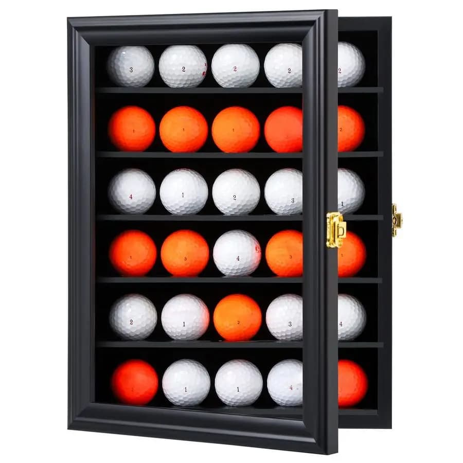 Vetrina per palline da golf, supporto da parete con porta in vetro, regalo ideale per gli appassionati di golf