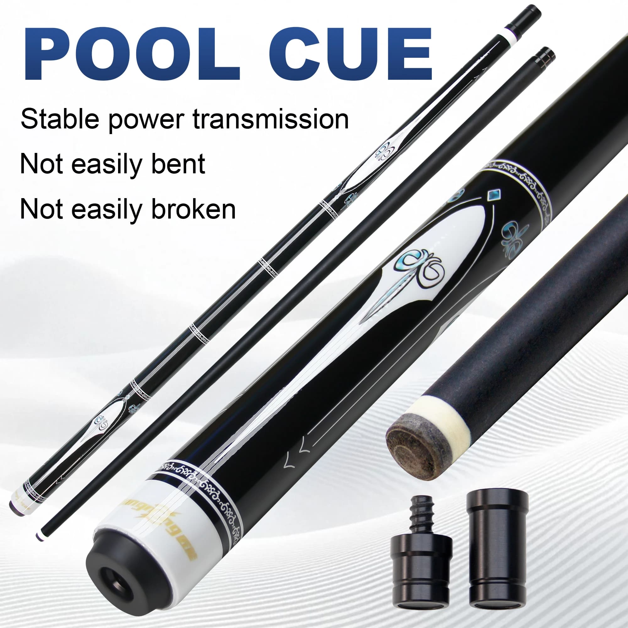 Stecca da biliardo professionale Black Tech - stecca da biliardo da 12,5 mm con coppia zero per tacos da biliardo da 9 palline/snooker/carom