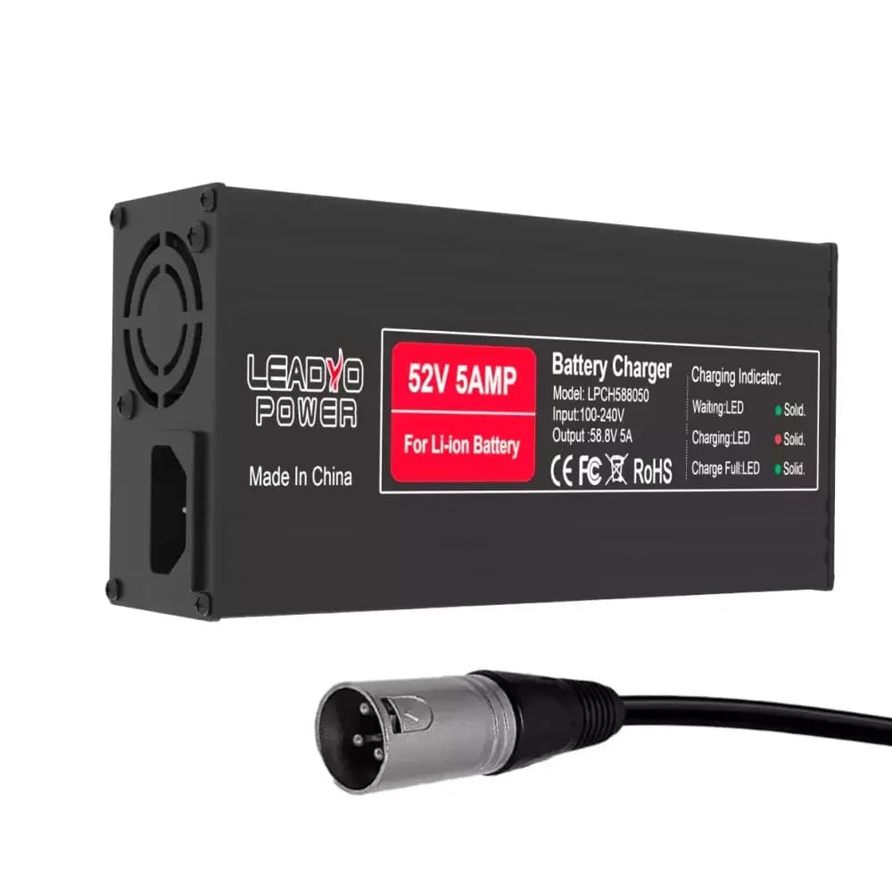 58.8V 5A Battery Charger for 14S Li-ion Hailong Battery Pack 52V Electric Bike Fast Charging Power Supply with XLR 3-Pin Plug