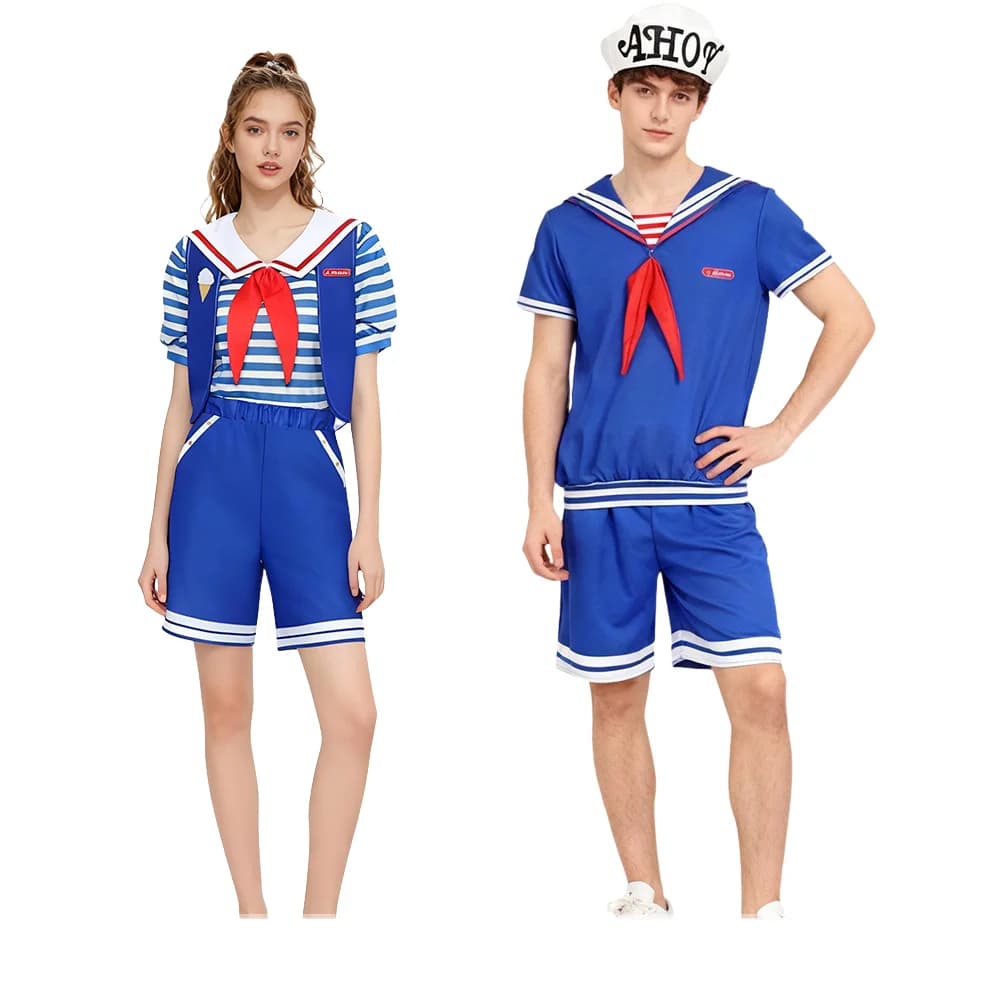 Boy Girl Robin Steve Harrington Costume Cosplay Shirt Pants Hat Vest Set Costume Cosplay Halloween Carnival Party