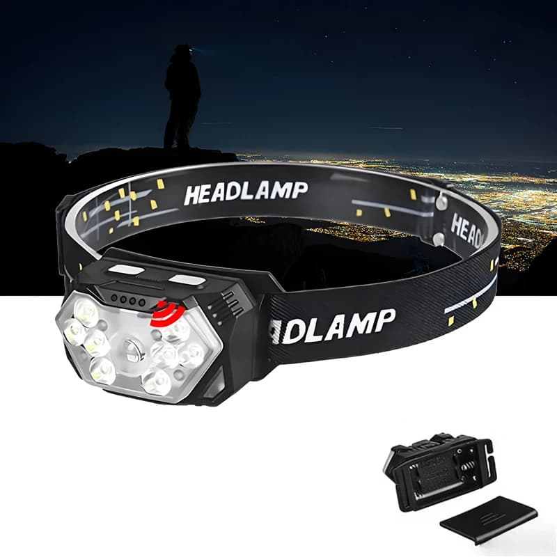 Lampada Frontale a 9 LED ad Alta Luminosità, Portatile per Pesca, Campeggio, Attività all'Aperto, Torcia da Lavoro, Accessori per Pesca