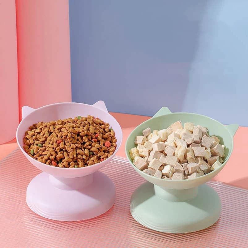 Nuove vendite di ciotole per piedi alti, protezione per il collo del gattino, prevengono saldamente il ciotola di plastica sconvolta, cibo per gatti color caramello per ciotola di cibo per cani