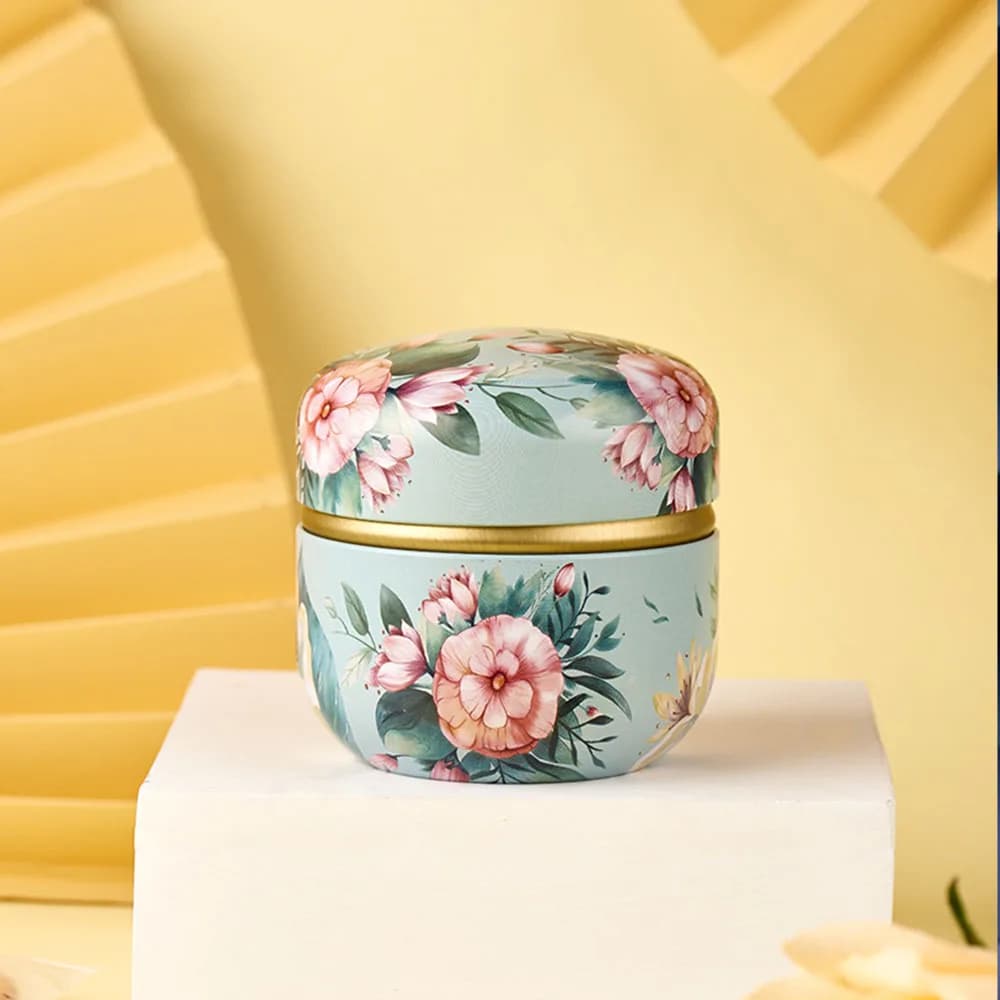 Japanese Style Festive Party Small Round Mini Portable Tin Plate Canister Tea Cans Containers Packaging Box Storage Box