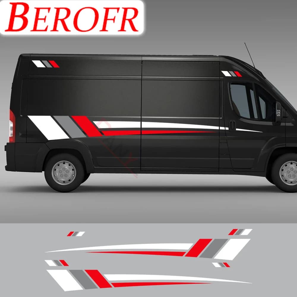 6Pcs/Lot Car Body Stickers Motorhome Stripes Graphics Decals For Peugeot Boxer Citroen Jumper Fiat Ducato Camper Van Accessories