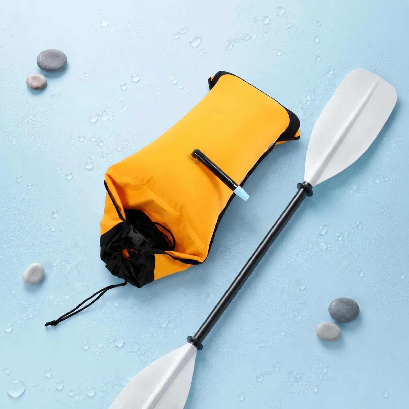 Kayak Paddle Buoyancy Bag Buoyant Inflatable Paddle Buoyancy Water Sports Gear Wear-Resistant Nylon Bright Yellow for Canoeists