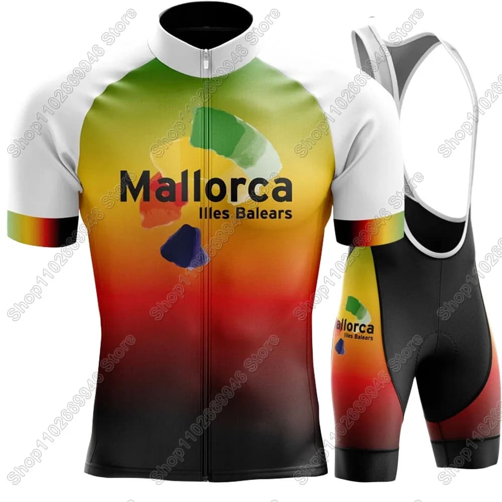2025 Maglia da ciclismo Mallorca Set Espana Abbigliamento da uomo Camicia da bicicletta a maniche corte Tuta da bici da strada Abbigliamento da MTB Pantaloncini Indossare Maillot