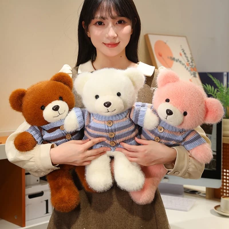 Orsacchiotto di Peluche Kawaii 30/40cm con Maglione, Morbido Pupazzo Imbottito, Regalo di Compleanno Adorabile per Ragazze