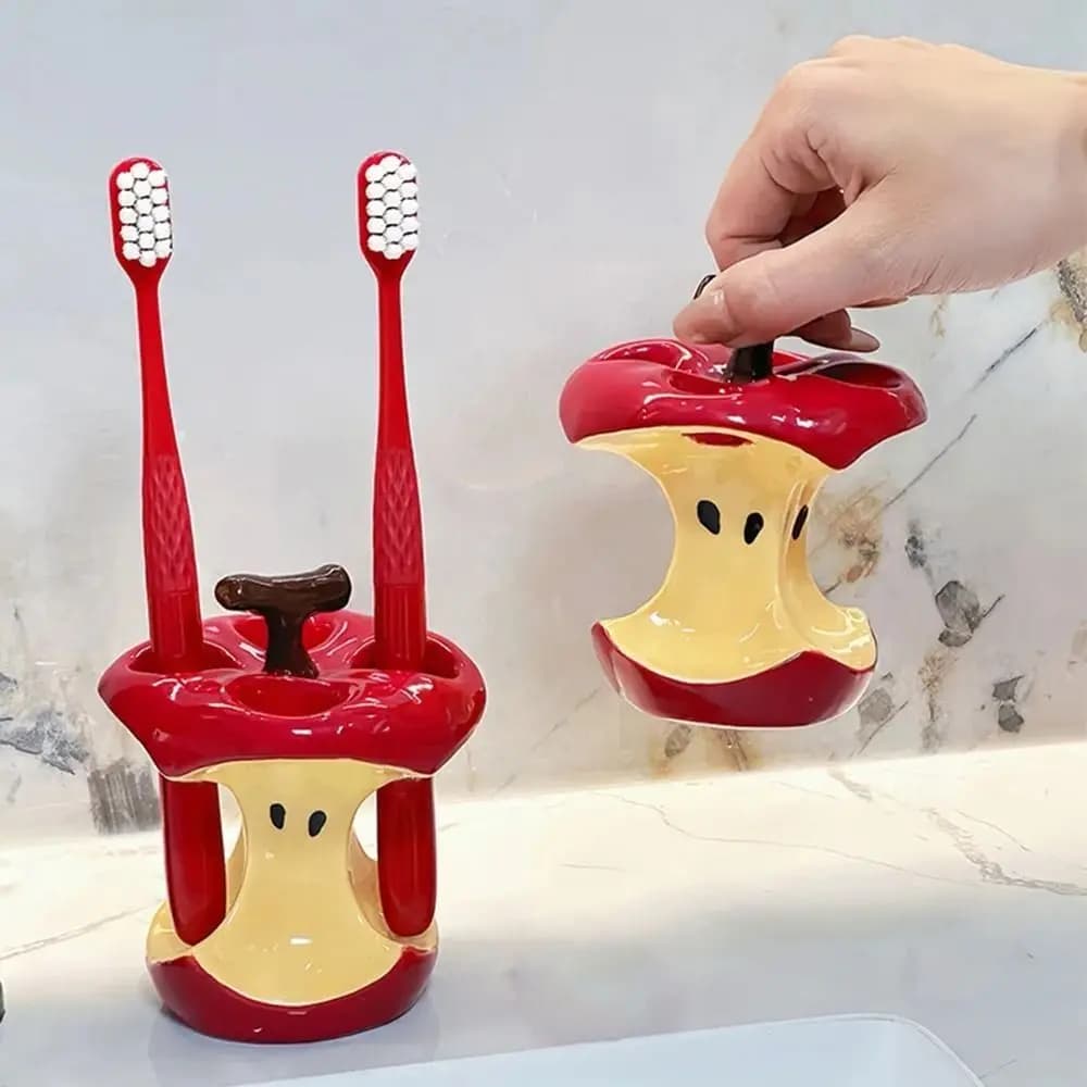 Portaspazzolino in ceramica creativo, antiscivolo, salvaspazio, per riporre i pennelli per il trucco, impermeabile, durevole, per riporre i dentifricio