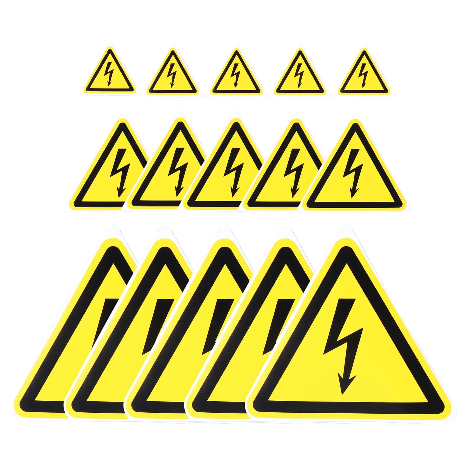 5 o 10 pezzi Adesivi di avvertenza di sicurezza Attenzione agli scosse elettriche 2,5/5/10 cm Triangolo equilatero Etichetta adesiva in PVC Decalcomania del segno giallo