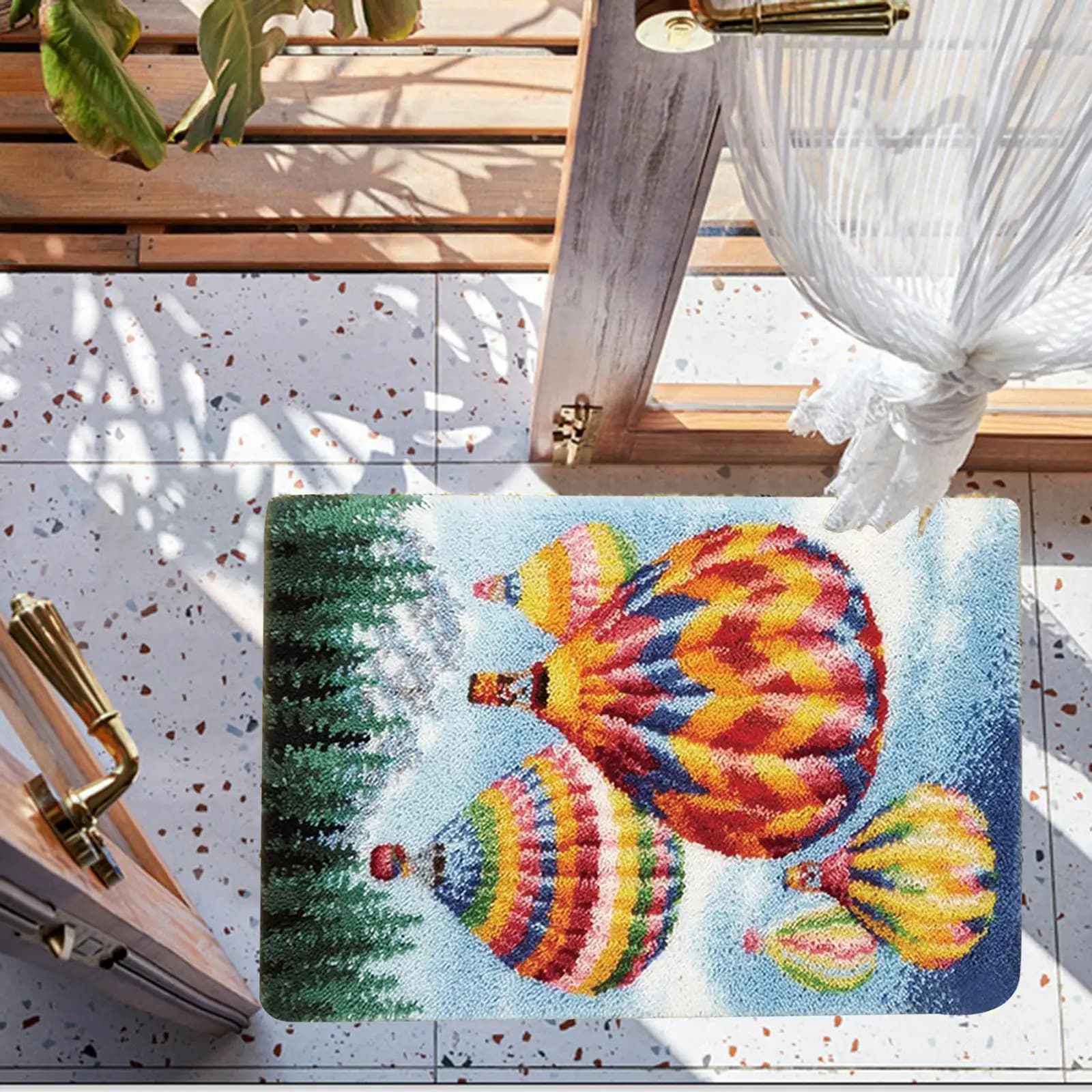 Set Completo per Tappeti con Gancio a Uncino, Kit per Ricamo e Coperte Fatte a Mano, Palloncino ad Aria Calda Fai da Te