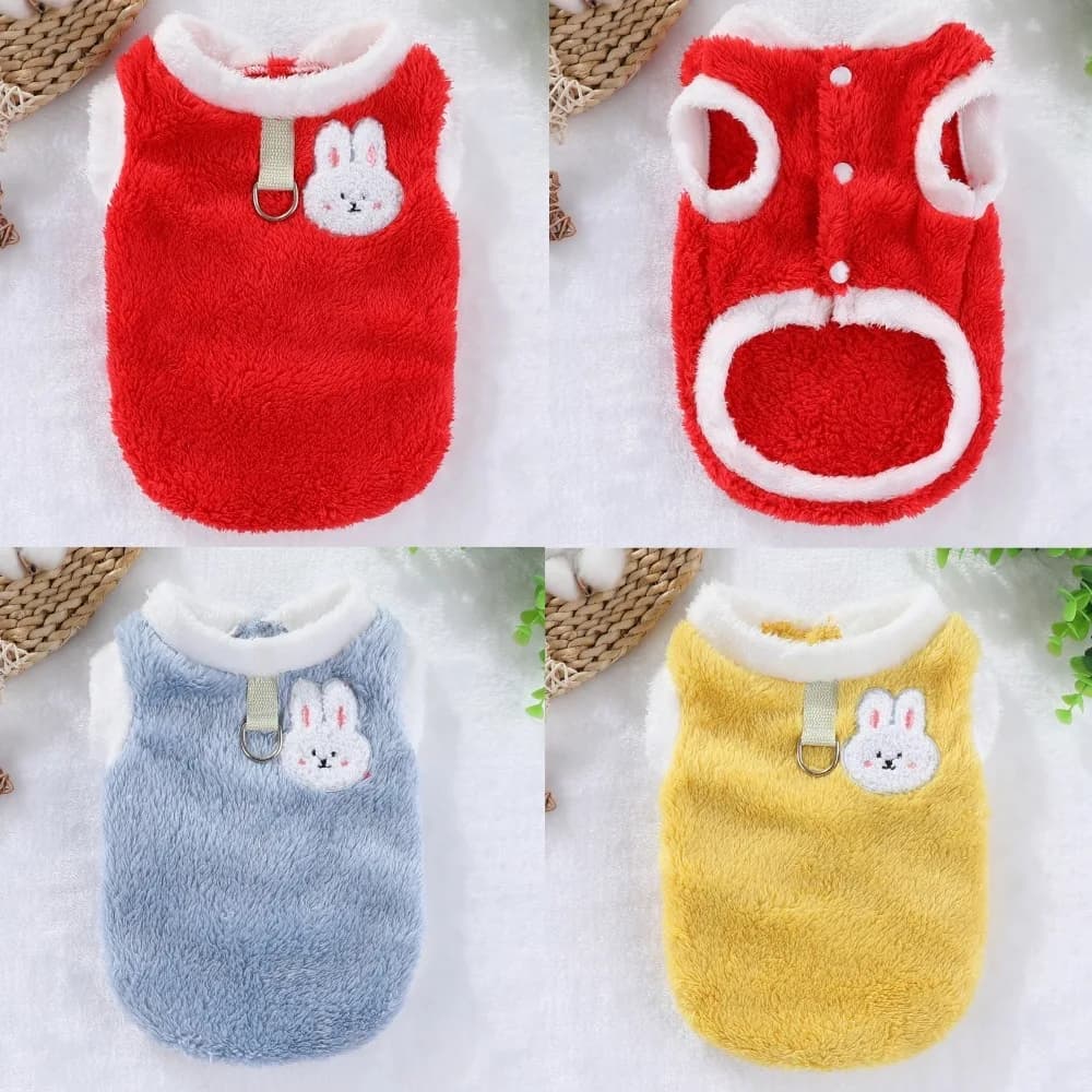 Gilet invernale caldo in pile double-face per cani con clip per imbracatura anti-spargimento per cani di piccola taglia e media Bulldog francese