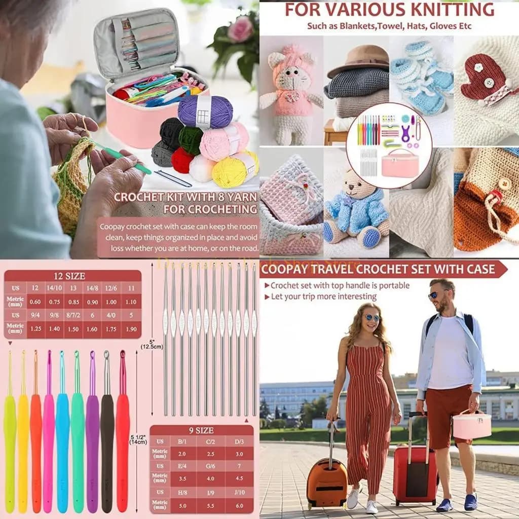 Ganci all'uncinetto qx2e set avviamento all'uncinetto per adulti per principianti, includono uncinetto in metallo, lana,