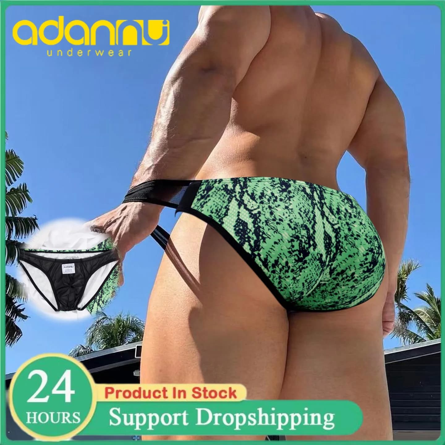 Slip Sexy da Uomo in Rete con Stampa Leopardata e Serpente, Bikini Trasparente Senza Schienale, Mutandine con Sacchetto a U, Lingerie Erotica in Nylon Traspirante