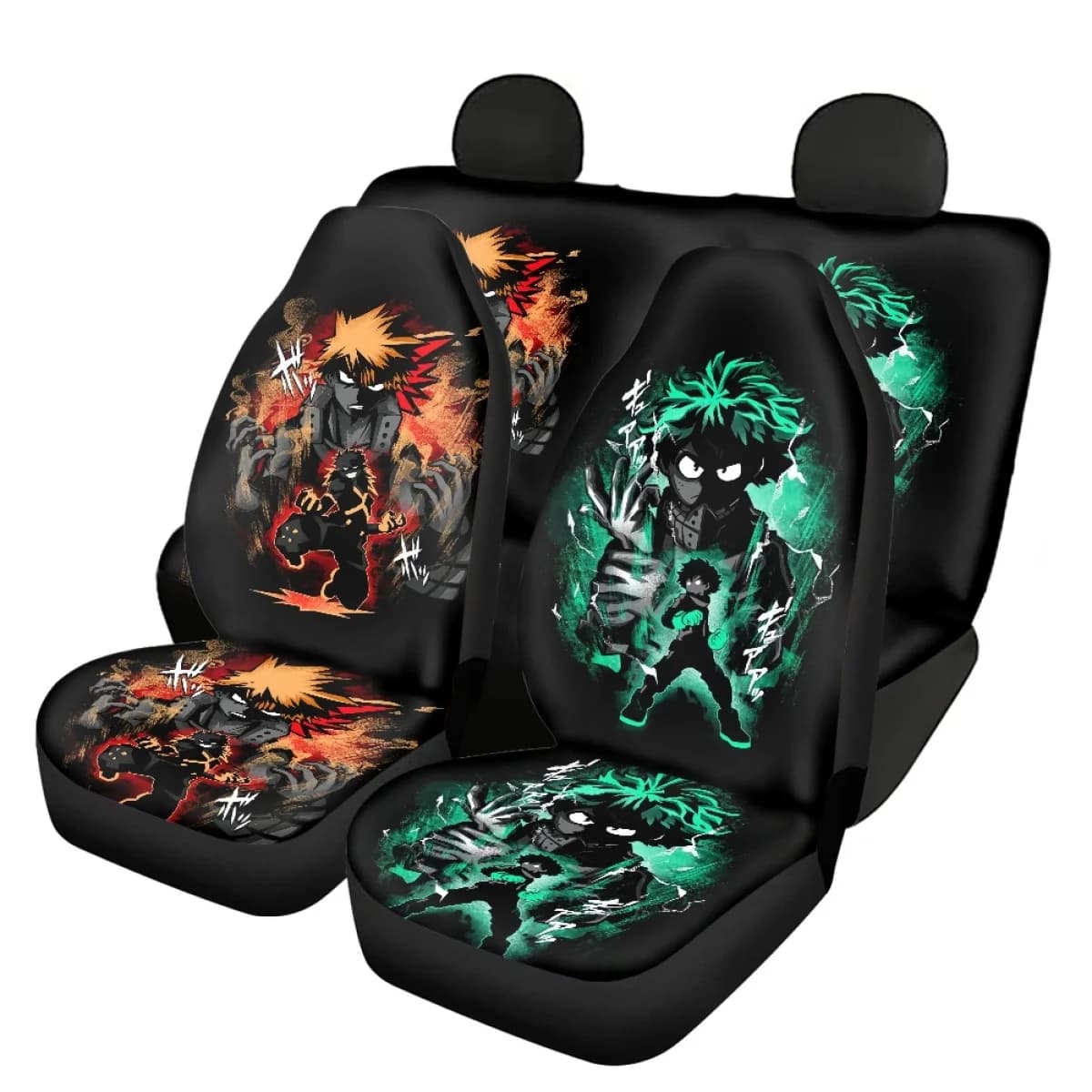 Universal Car Seat Cover My Hero Academia Cartoon Anime Print easy to install front and rear car accessories