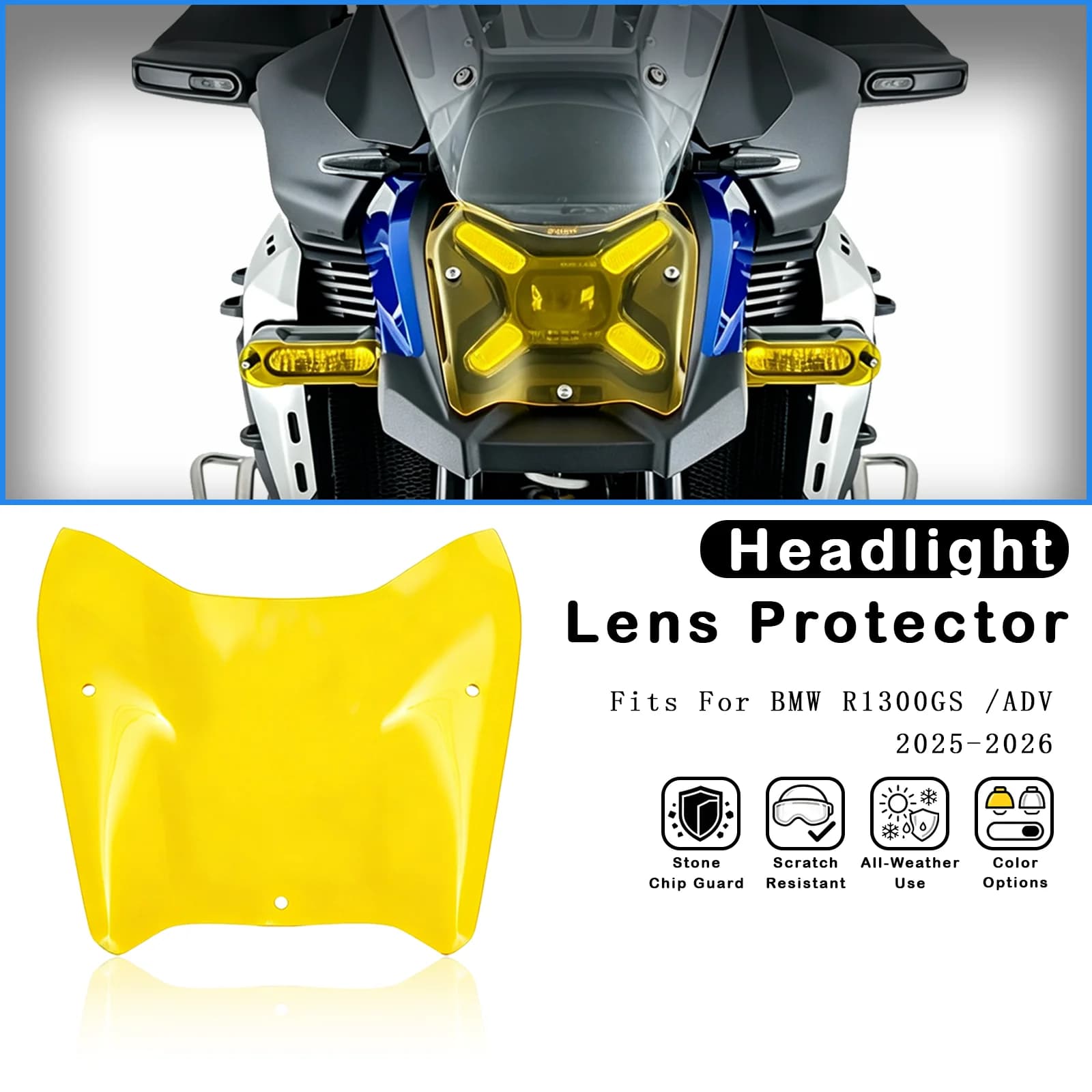 Motorcycle Headlight Headlamp Protector Guard For BMW R 1300GS R 1300GS Adventure R1300 ADV 2025 2026 Acrylic Yellow Clear