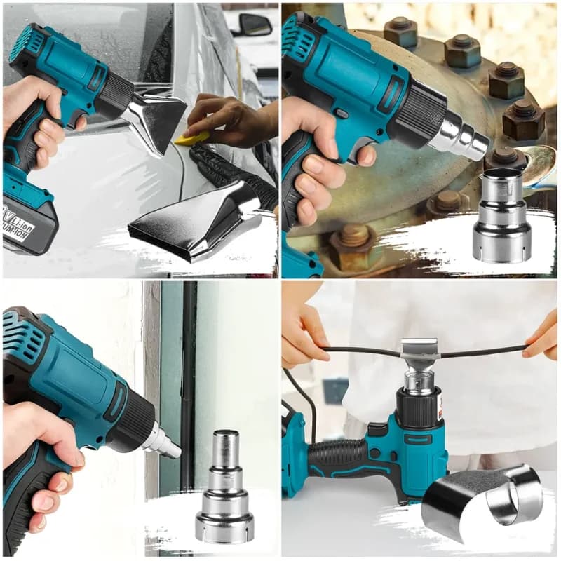 Per Makita 18V Utensile elettrico Pistola termica a batteria Pistole elettriche portatili ad aria calda Macchina portatile con ugelli (Senza batteria Nessun caricabatterie)