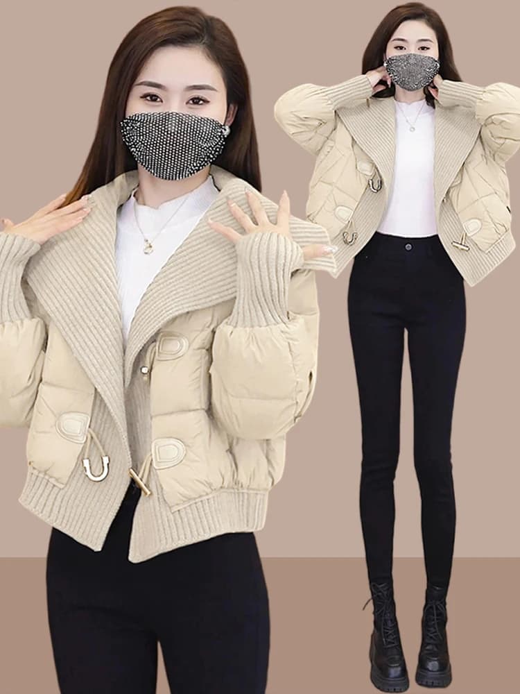 Quilted Short Thickened Autumn Winter New Style Women's Cotton Jacket Small Fragrance Style down Coat Korean Version Long Sleeve