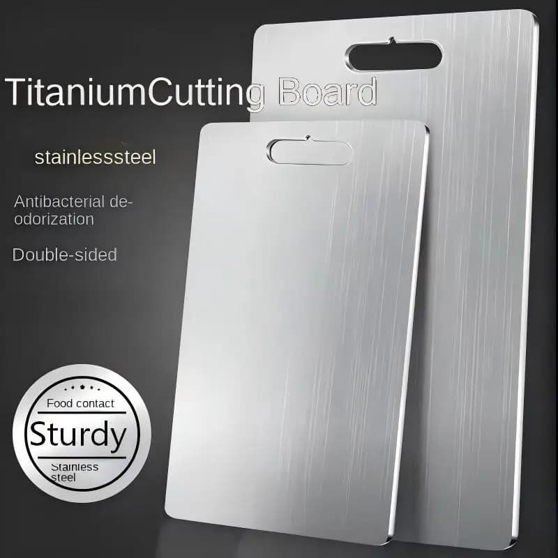 Titanium Cutting Boards Kitchen Stainless Board 304Steel Thickened Double Sided Food Grade Portable Fruit Meat Chopping Sturdy