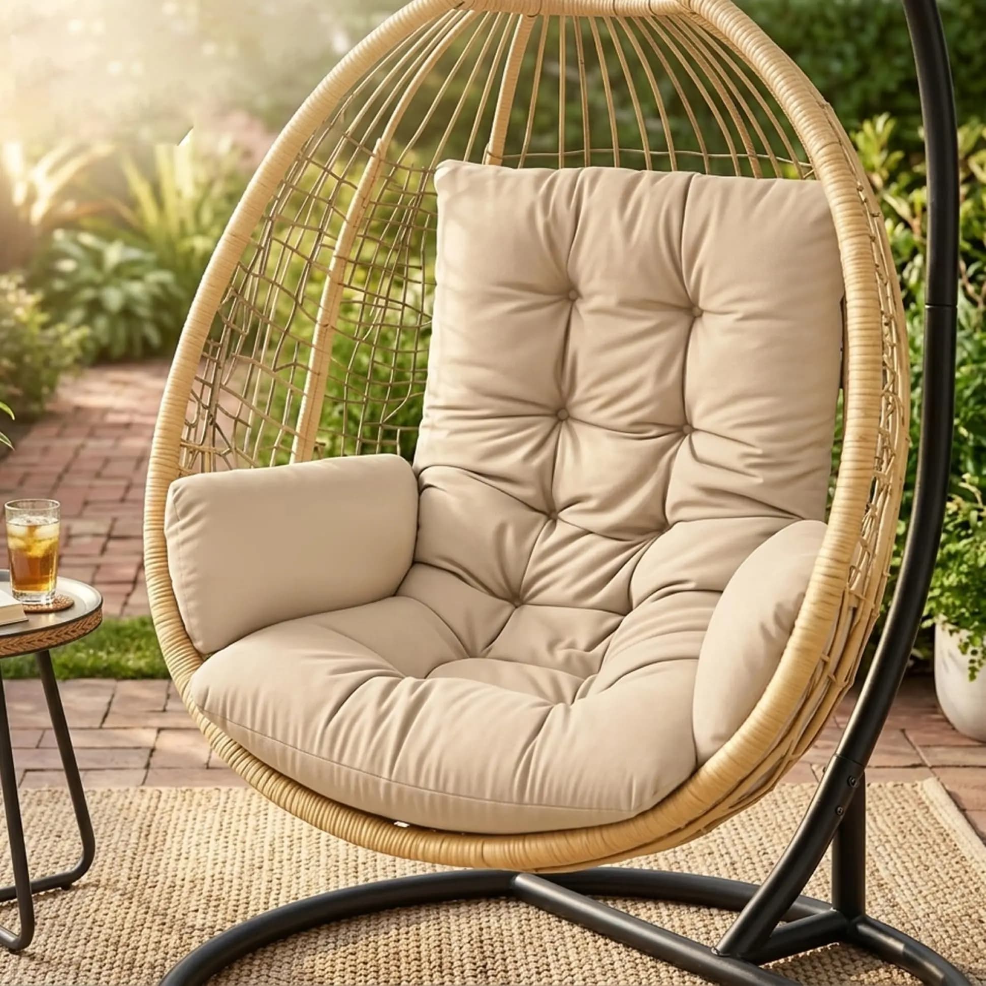 Egg Chair Cushion Replacement, Thickened Hanging Basket Seat Cushions, Indoor/Outdoor Patio Swing Chair Pad, Washable Egg Swing