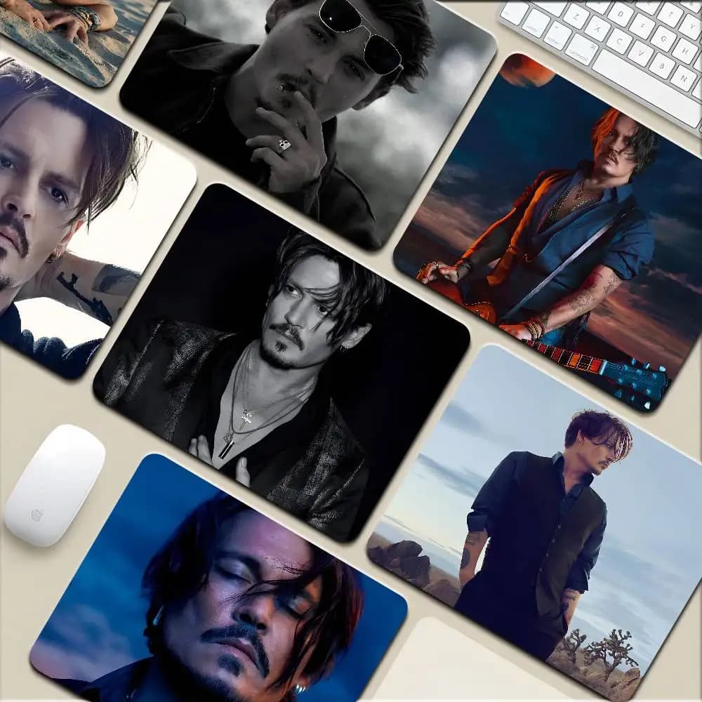J-Johnny DeppS Mousepad Small LockEdge Mouse Pad For Gamers Computer Desk Pad Rectangular Anti-slip Rubber