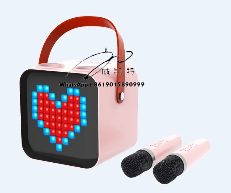 Macchina per karaoke con due microfoni wireless, altoparlante portatile con microfono Blue Tooth per adulti e bambini, subwoofer da studio