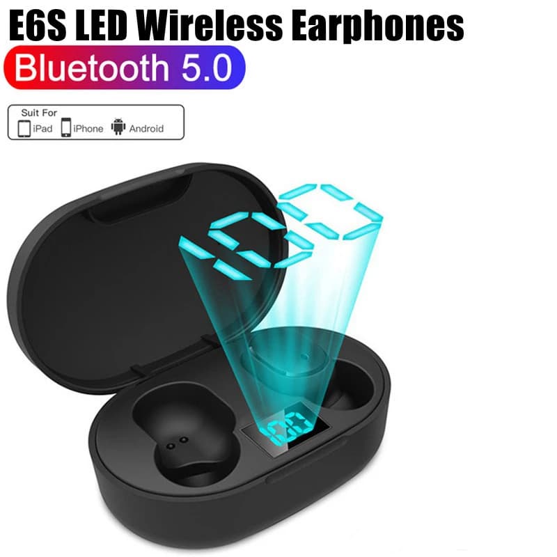 E6S TWS Wireless Bluetooth 5.0 Headset LED Display Headphones with noise cancelation HIFI Sport Headphones with microphone for Smartphone