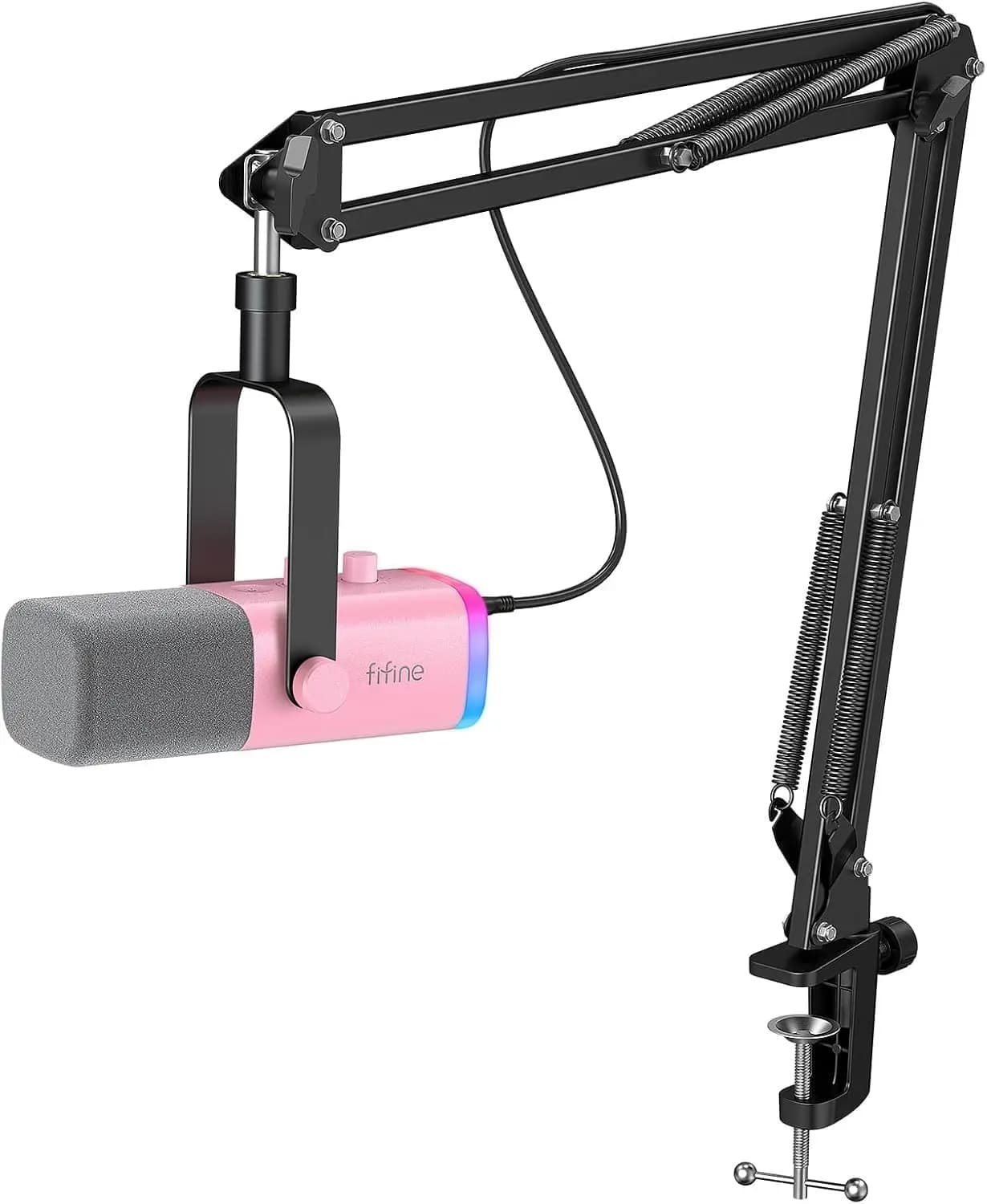 Kit Microfono USB Professionale per Gaming, Registrazione Vocale, Podcast e Streaming con RGB, Jack per Cuffie, Pulsante Muto e Supporto con Braccio Regolabile
