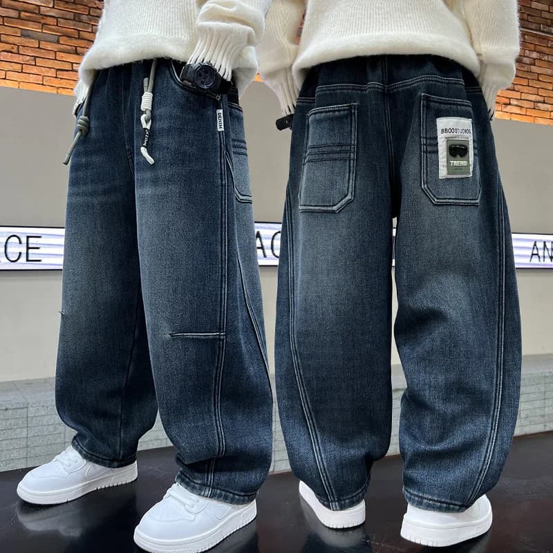Jeans casual per bambini primavera autunno per ragazzi grandi pantaloni vintage moda pantaloni sportivi in cotone jeans per neonati adolescenti