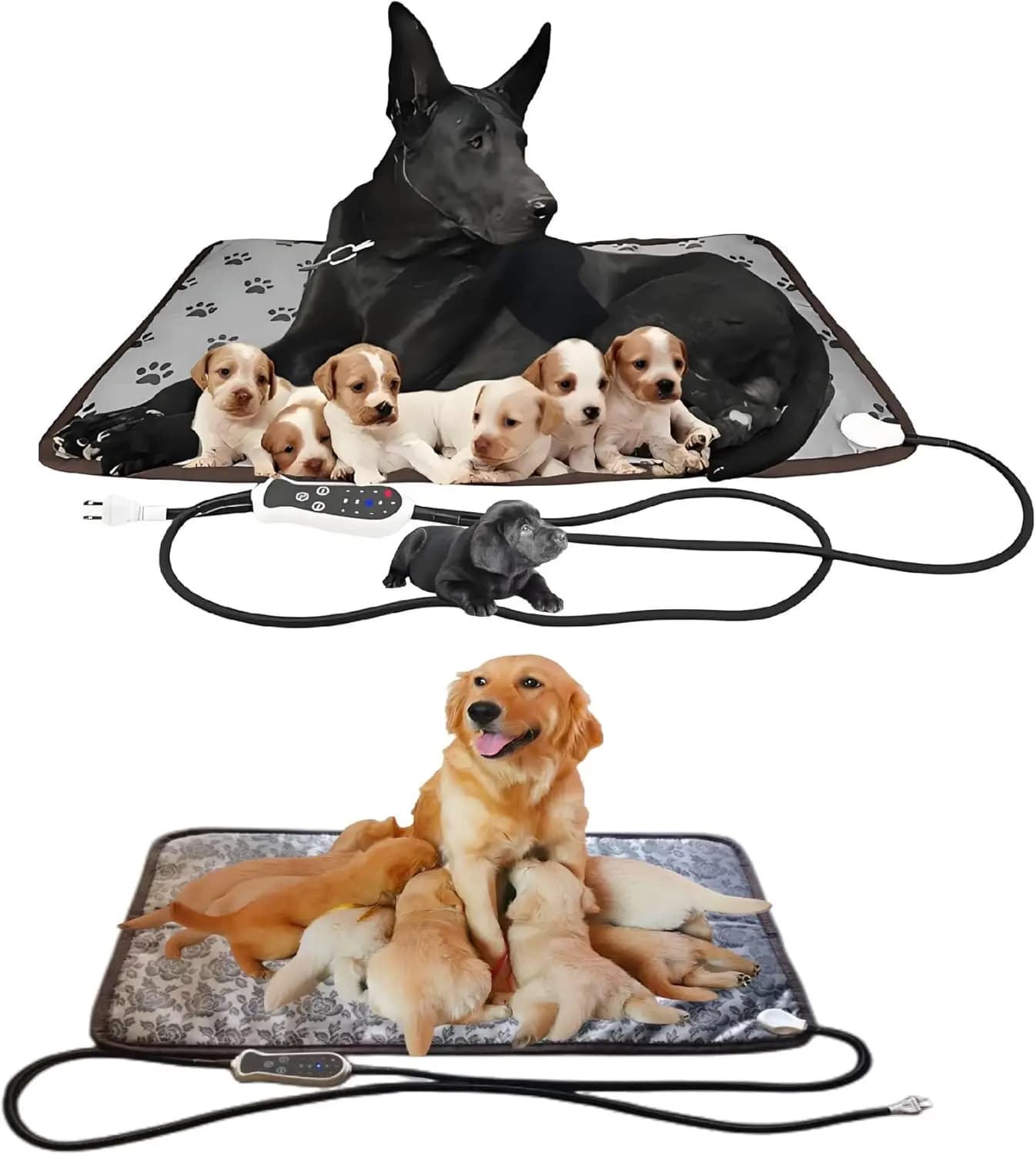 Letto per animali riscaldato con controllo digitale con timer, spegnimento automatico, stampa di artigli floreali per cani e gatti