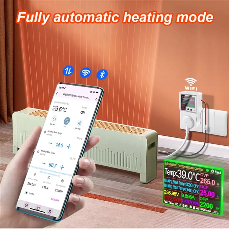BHTS-Tuya Presa termostato Wifi 16A AC220V Regolatore di temperatura digitale Presa Presa Interruttore timer Sensore Spina UE