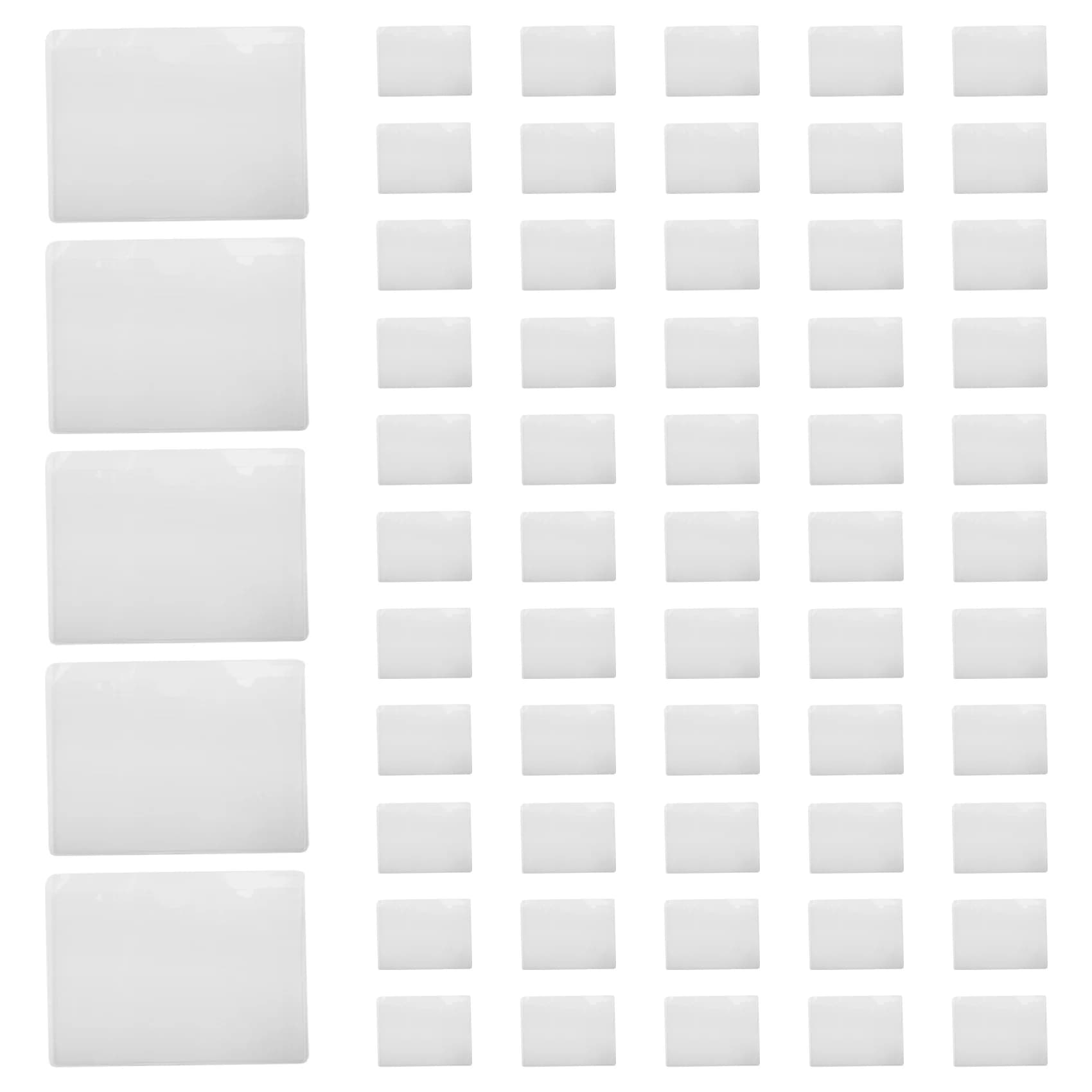 N82R Confezione da 60 Portaetichette Autoadesivi 3,5 x 4,7 Pollici, Tasche Porta Carte, Porta Etichette in Plastica Trasparente, Porta Tessere Biblioteca