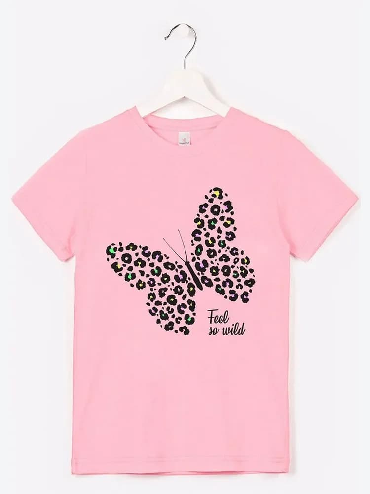 T-shirt Estiva 2026 da Bambina in Puro Cotone con Girocollo e Stampa Zampa di Gatto, Abbigliamento Trendy per Bambini