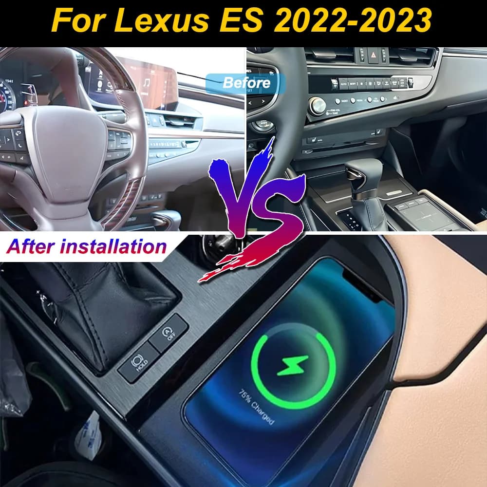 Caricatore Wireless 2Din per Lexus ES ES200 ES300 2022-2023, Supporto per Telefono con Ricarica Rapida per Console Centrale