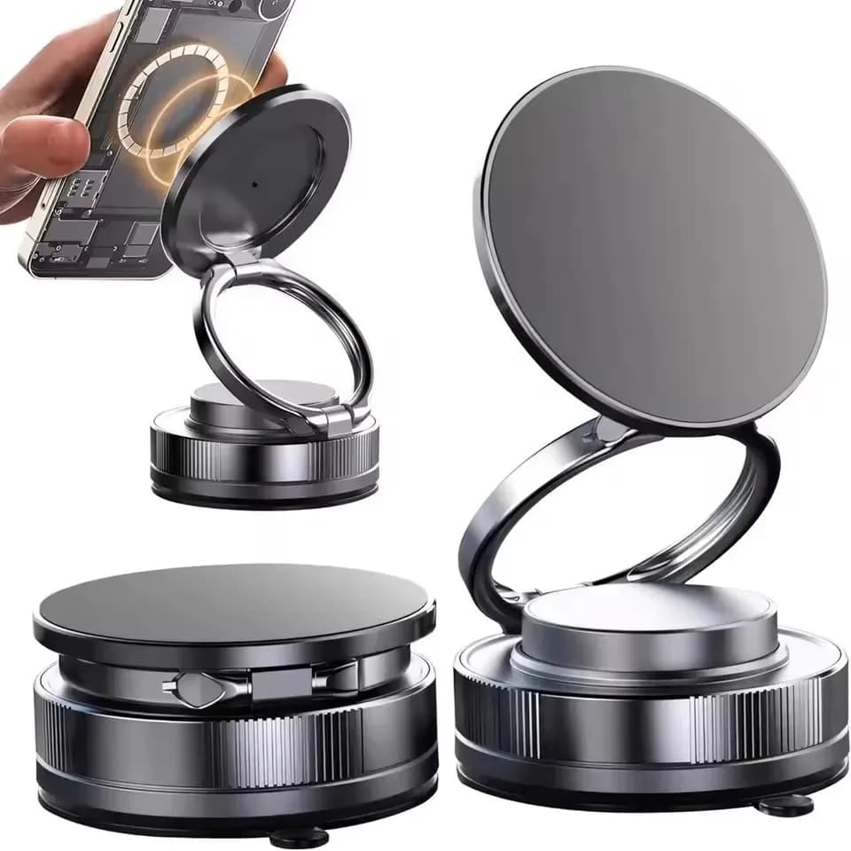 Supporto Magnetico per Telefono da Auto con Aspirazione a Vuoto, Pieghevole, Forte Magnete, Rotazione a 360° ° Supporto Rotante per iPhone 15 14 13 12 per Cruscotto e Navigazione GPS