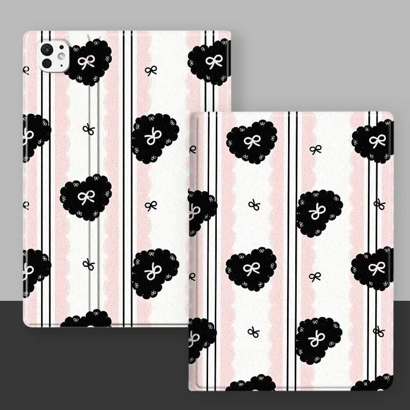 Cartoon Heart Striped Pattern For iPad Pro Mini Air 1 2 3 4 5 6 7 10 11 th 8 9 gen 11 M4 M5 Foldable Tablet Case Cover
