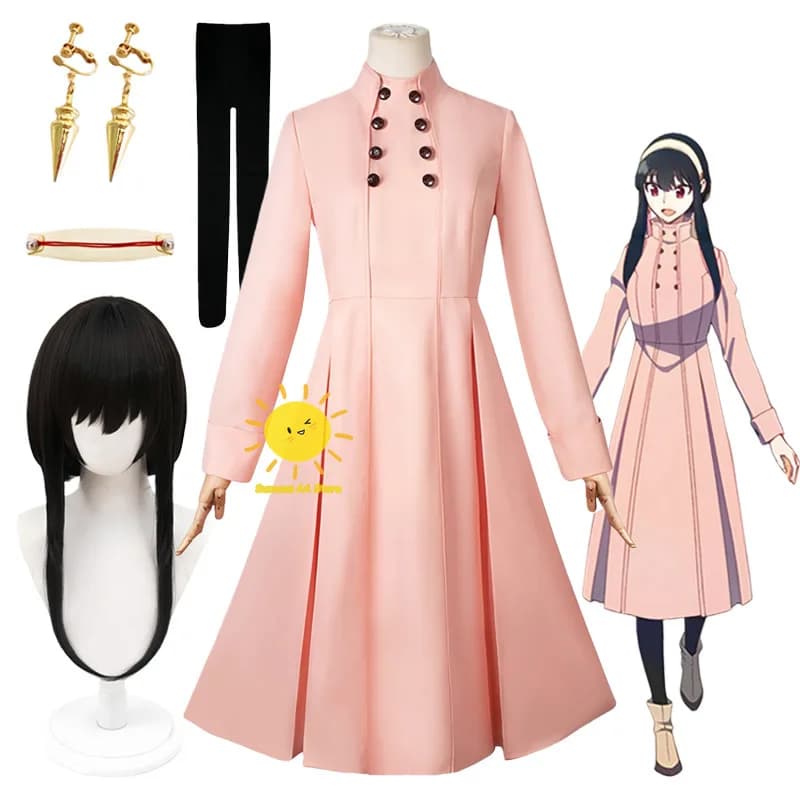 Anime Yor Forger Costumes Cosplay Spy Family Cosplay Trench Pink Thorn Princess Suit Wig Halloween Carnival Cosplay Adult Women