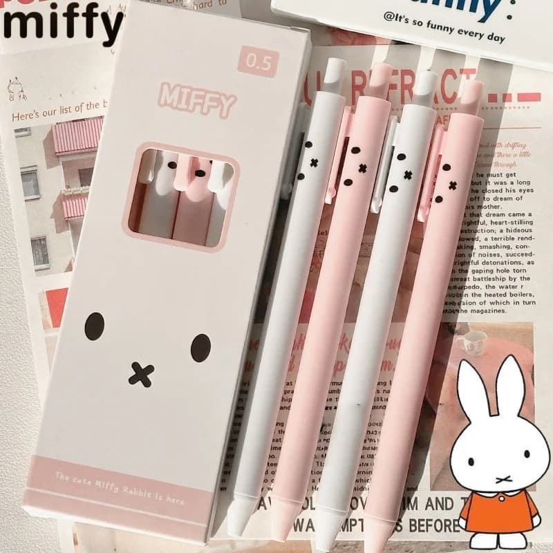 Penna Gel Retrattile con Motivo Creativo di Coniglio Miffy, Carina e Semplice, Asciugatura Rapida, Durevole e alla Moda