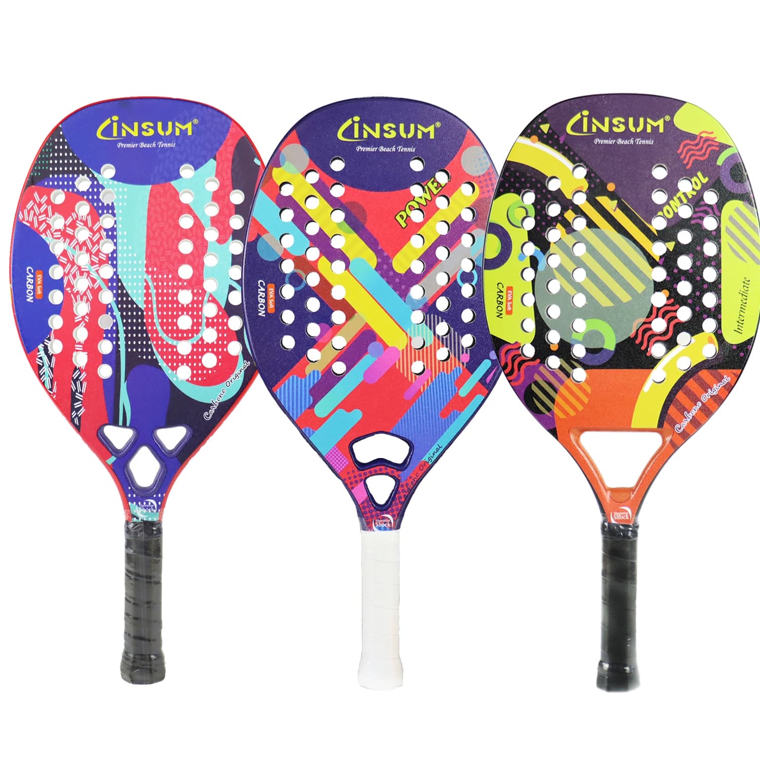 Racchetta Beach Tennis EVA Soft Full Carbon Fiber sabbia Grit Surface per uomo donna con cinturino e OverGrip Beach Tennis Raquete