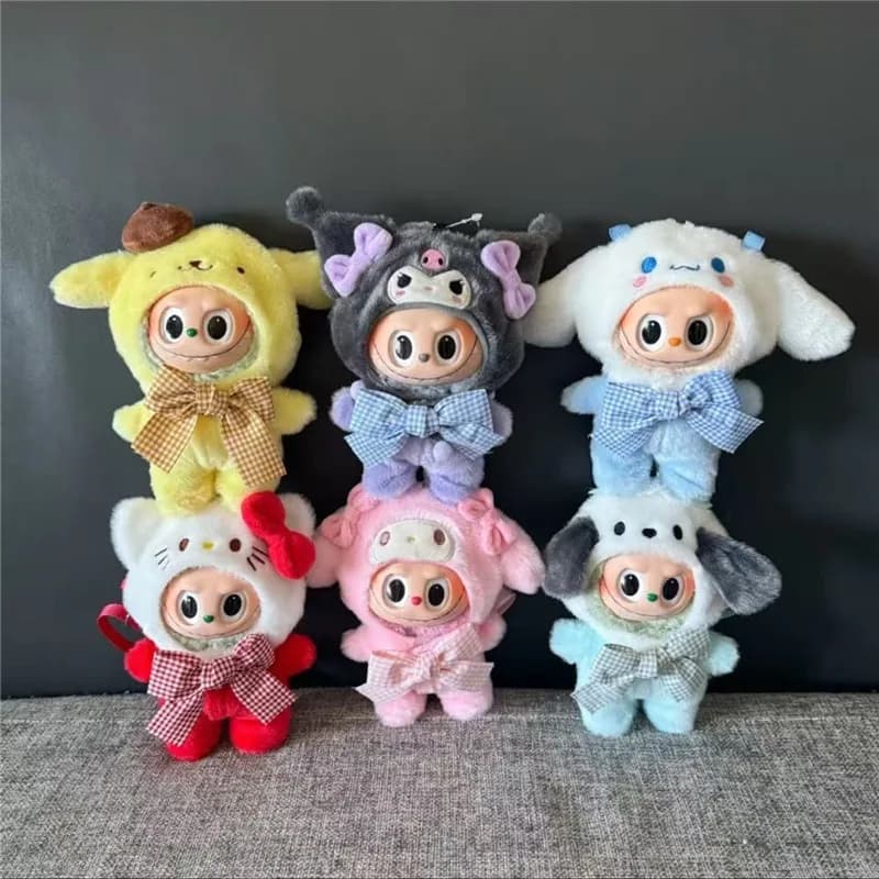 Per Labubu Doll Sanrio Abbigliamento Kuromi Hello Kitty Cinnamoroll Melody Pochacco Pompompurin Peluche Vestiti Cordino Borse a tracolla