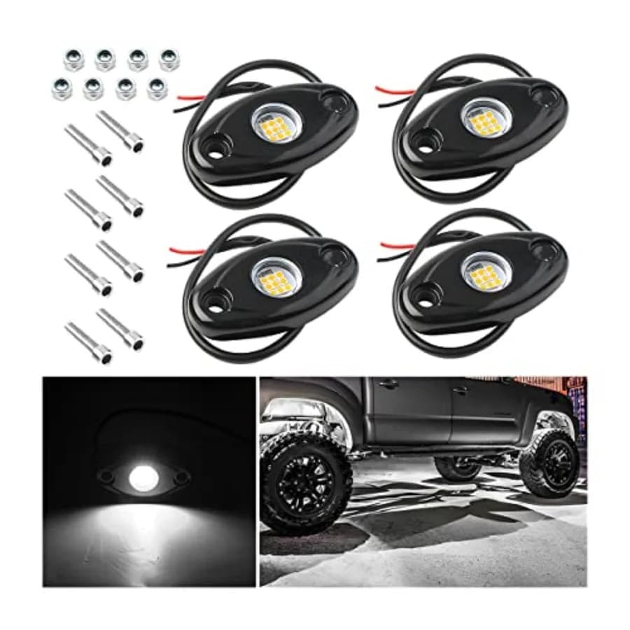 Rock Lights for Trucks, 4 Pods LED Rock Lights, IP67 Waterproof Neon Rock Lights Kits for Pickup ATV Off Road SUV, High Brightn