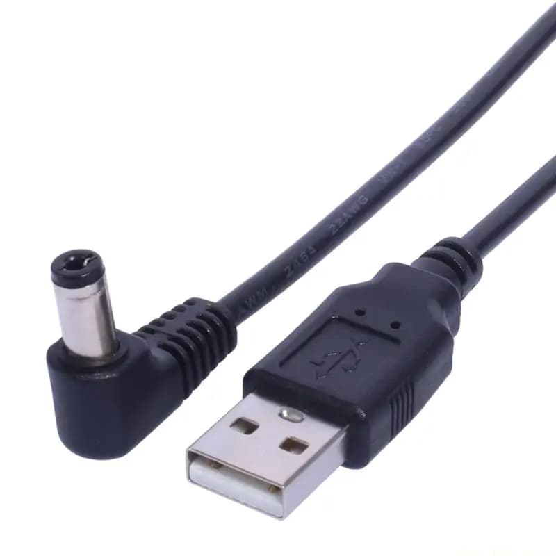 F62C Convenient 1m USB to DC5.5 x 2.1mm Charging Cord Compatible for Hard Drive Enclosures, Mini Fish Tanks, and Desk Lamps