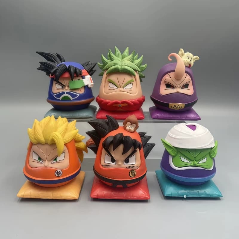 6pcs Dragon Ball Daruma figurines cute anime Son Goku Piccolo Broly Bardock car decoration cartoon desktop ornaments toy gift
