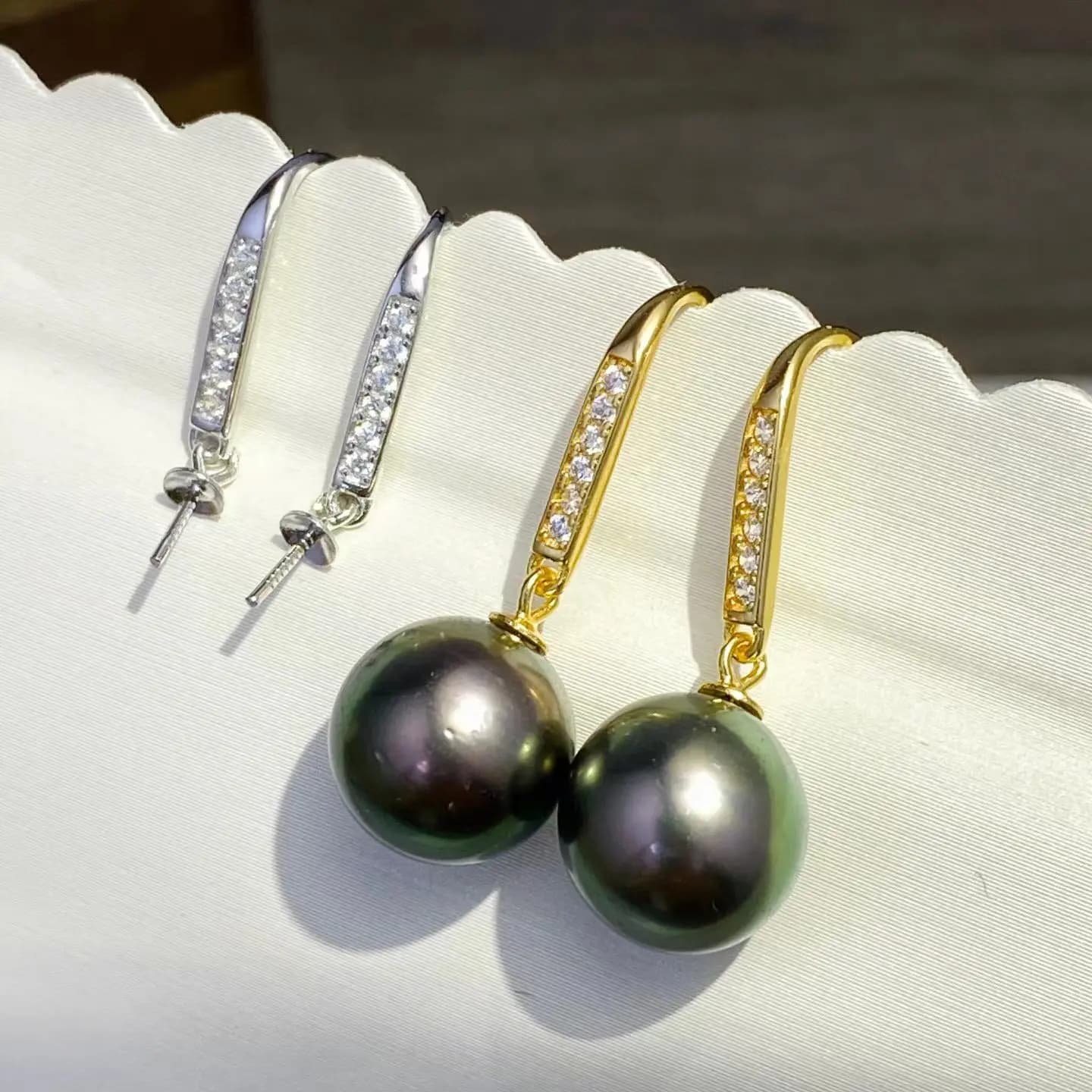 Wholesale S925 Sterling Silver Earrings Mount Findings Settings Base Mounting Parts Accessory for 10-11mm Pearls 5 pairs/lot