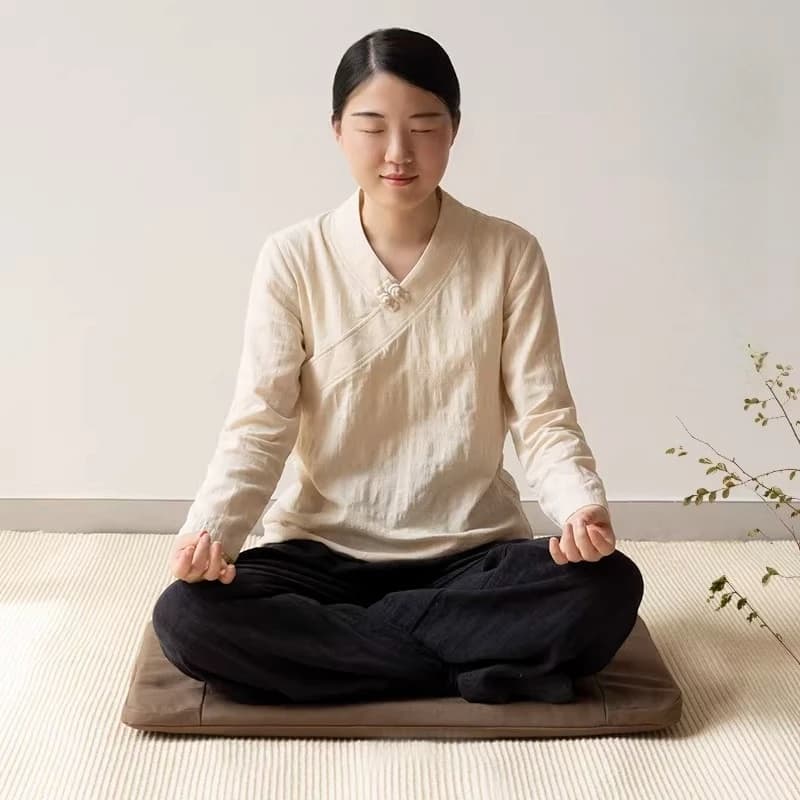 Tailbone Support Meditation Cushion, Pure Cotton Zafu Floor Pillow for Yoga & Zen Sitting, Comfortable Seated Cushion for Home