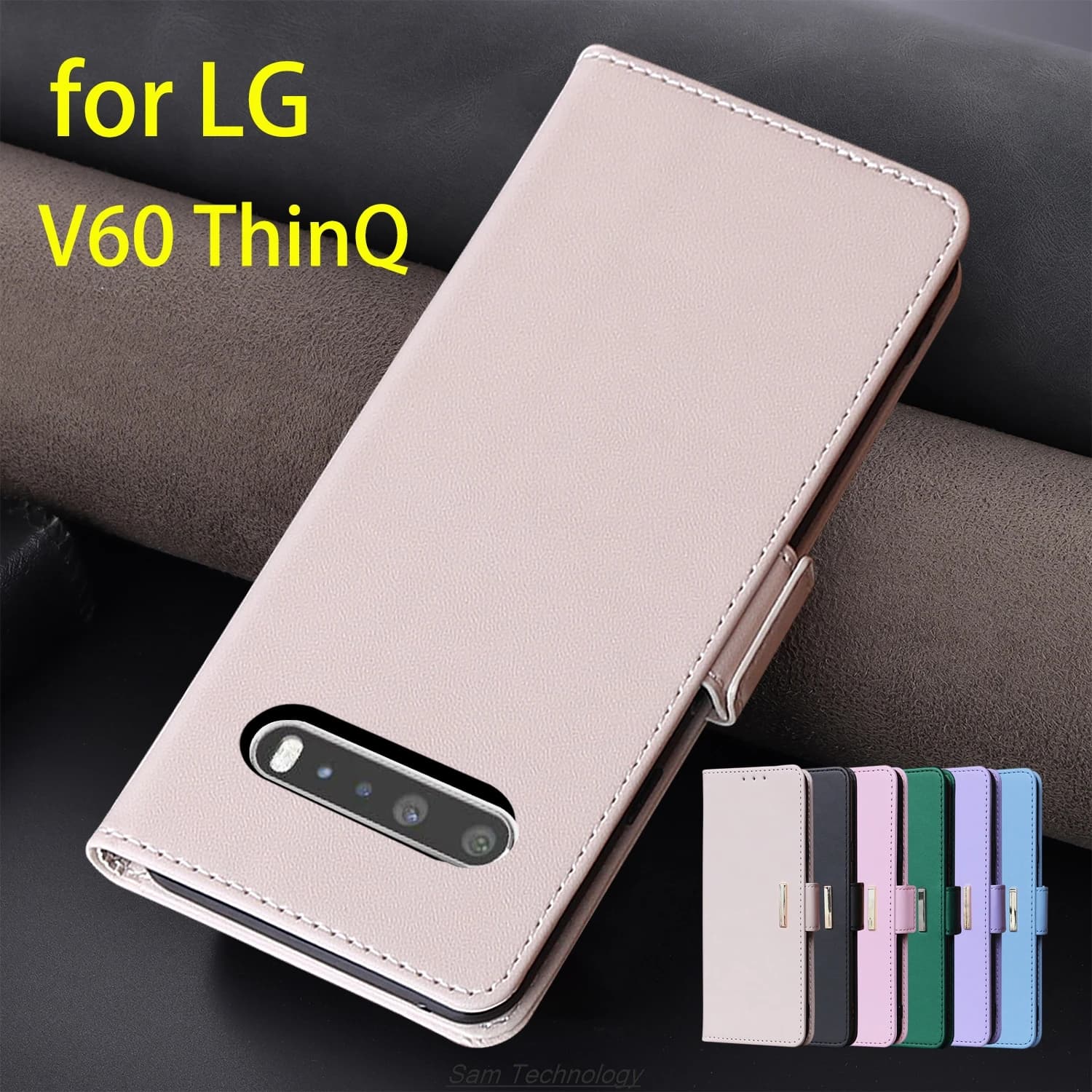 Custodia in pelle con fibbia magnetica per LG V60 ThinQ 5G Portafoglio RFID BLOCCO Flip Cover femminile Semplice Capa Fundas Coque